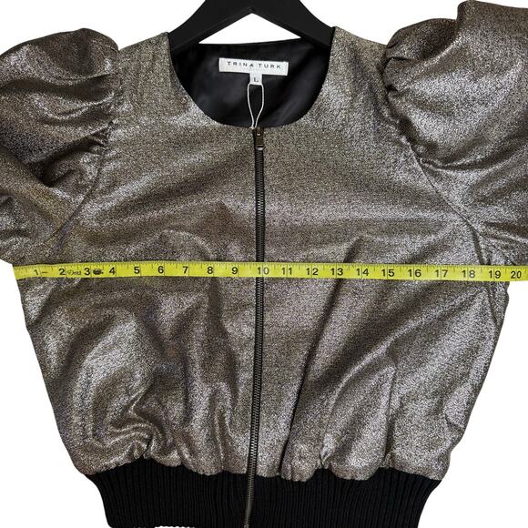 Trina Turk Silver Bomber Jacket - Picture 9 of 10
